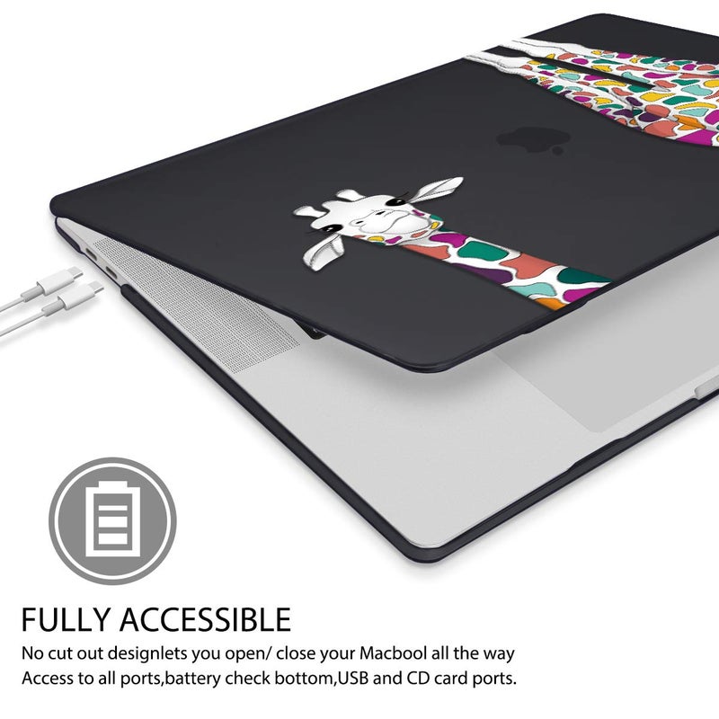 Mektron for MacBook Air 13 Case A1466/A1369 (2010-2017 Release), Snap-on Plastic Hard Shell Cover for MacBook Air 13.3 inch with Keyboard Cover,Colorful Giraffe Black - Image 4